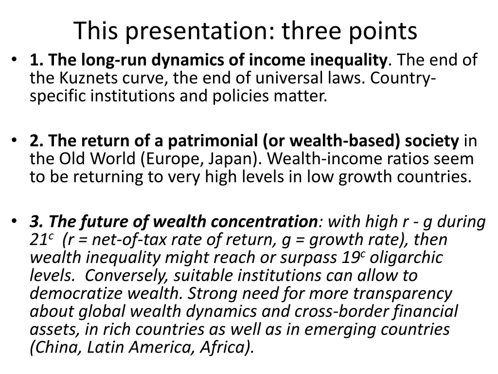 this presentation three points 1 the long 2