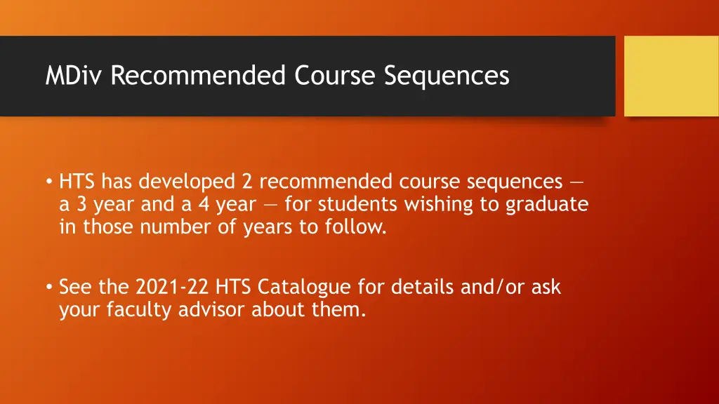 mdiv recommended course sequences