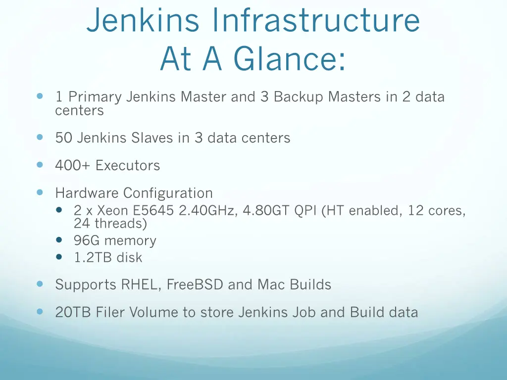 jenkins infrastructure at a glance