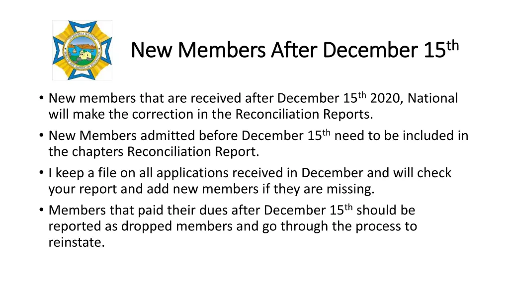 new members after december 15 new members after