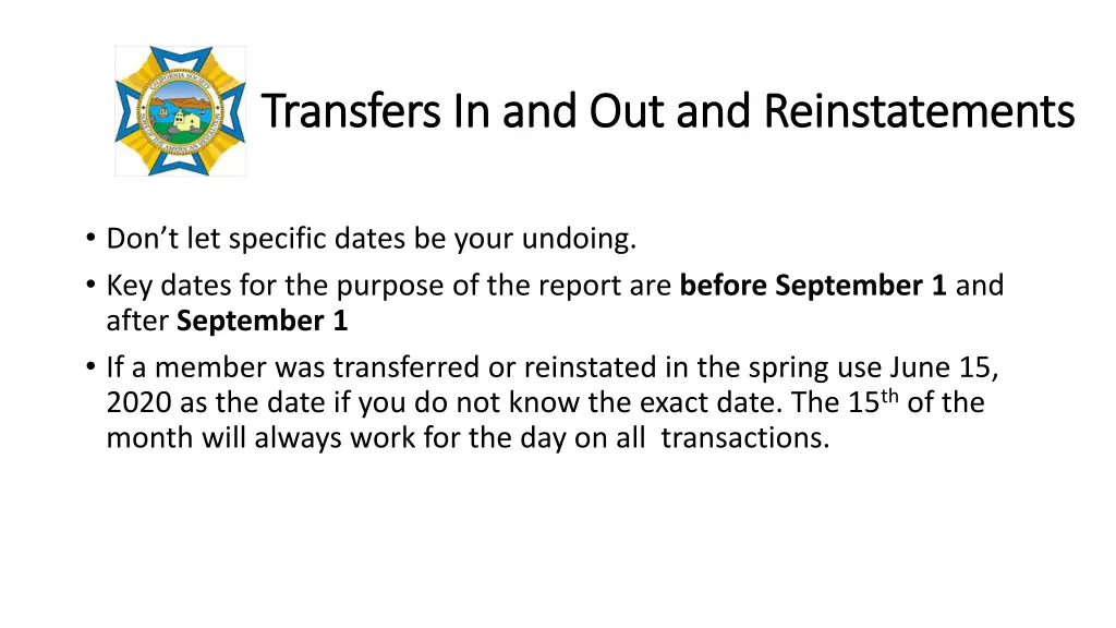 transfers in and out and reinstatements transfers