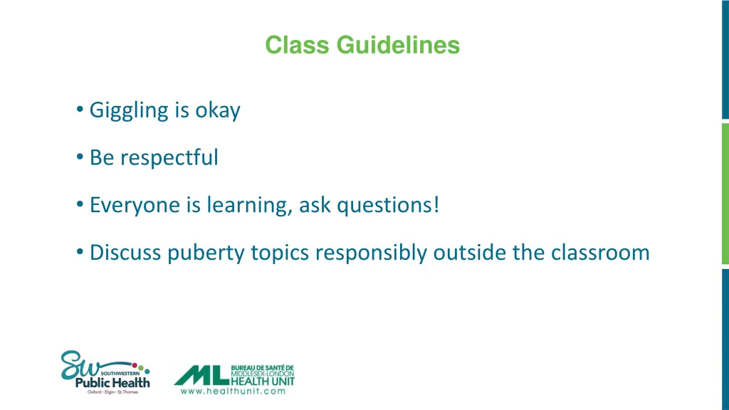 class guidelines