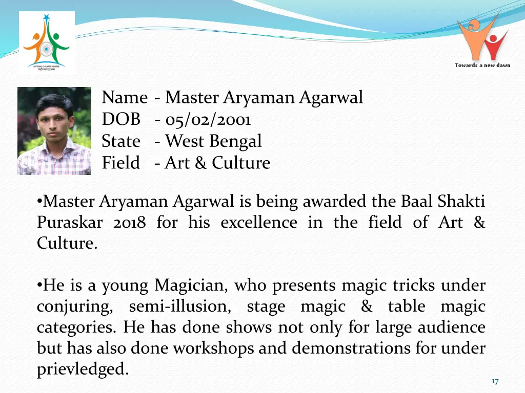 name master aryaman agarwal dob 05 02 2001 state