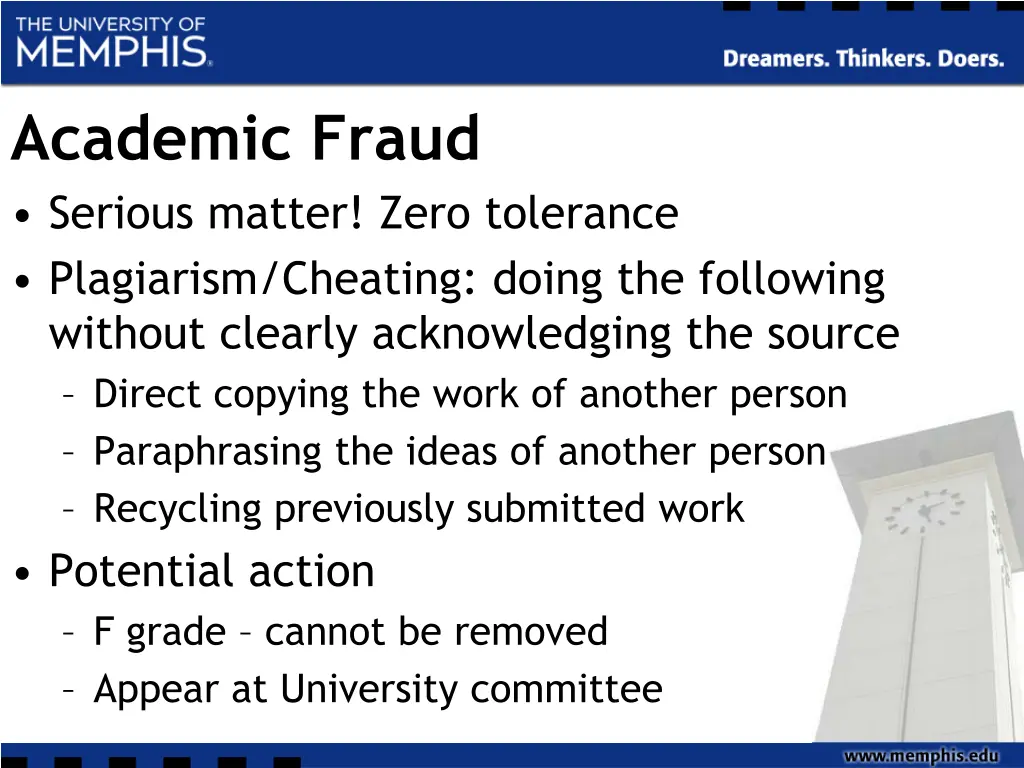 academic fraud serious matter zero tolerance