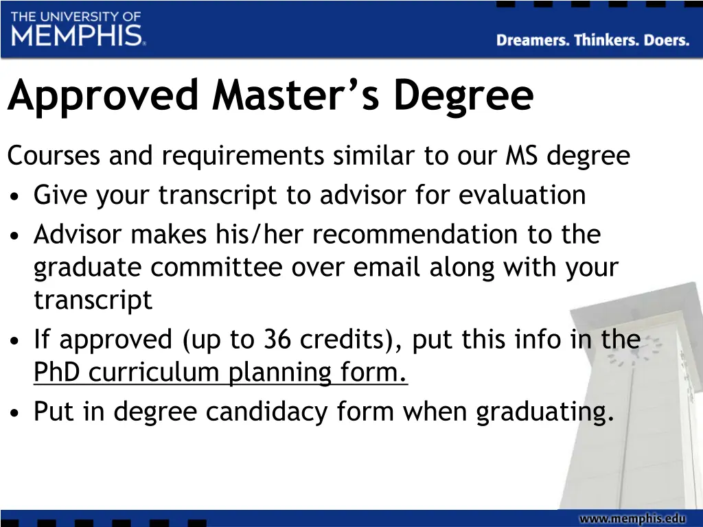 approved master s degree