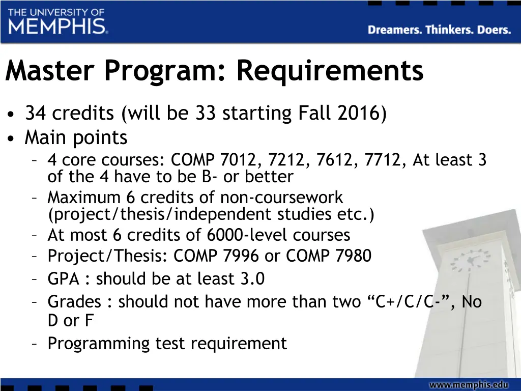 master program requirements