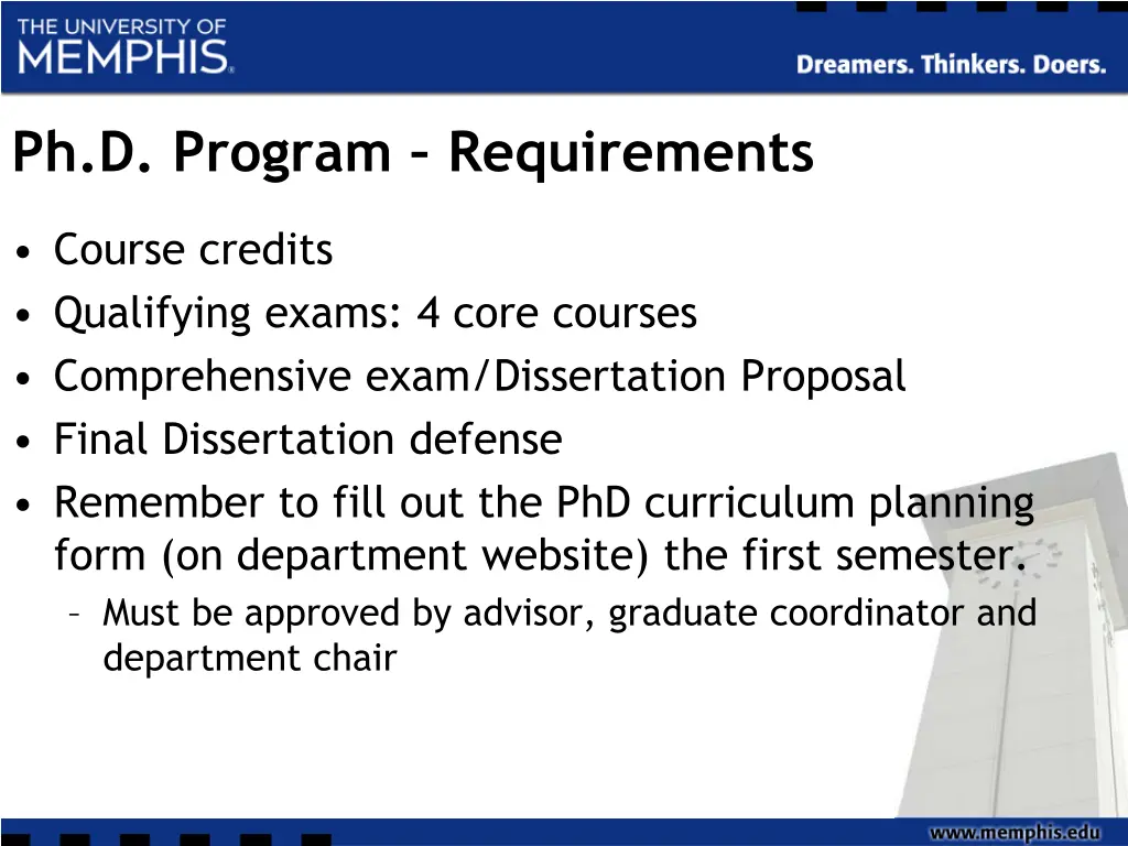 ph d program requirements