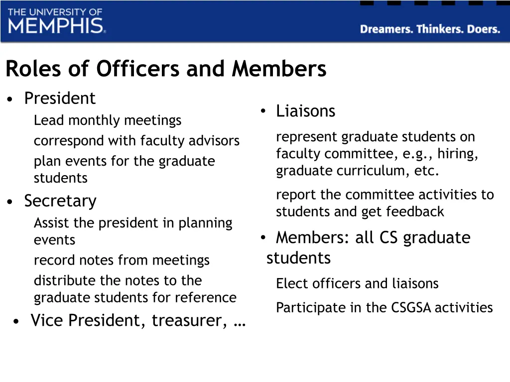 roles of officers and members