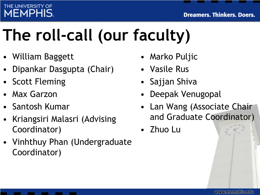 the roll call our faculty