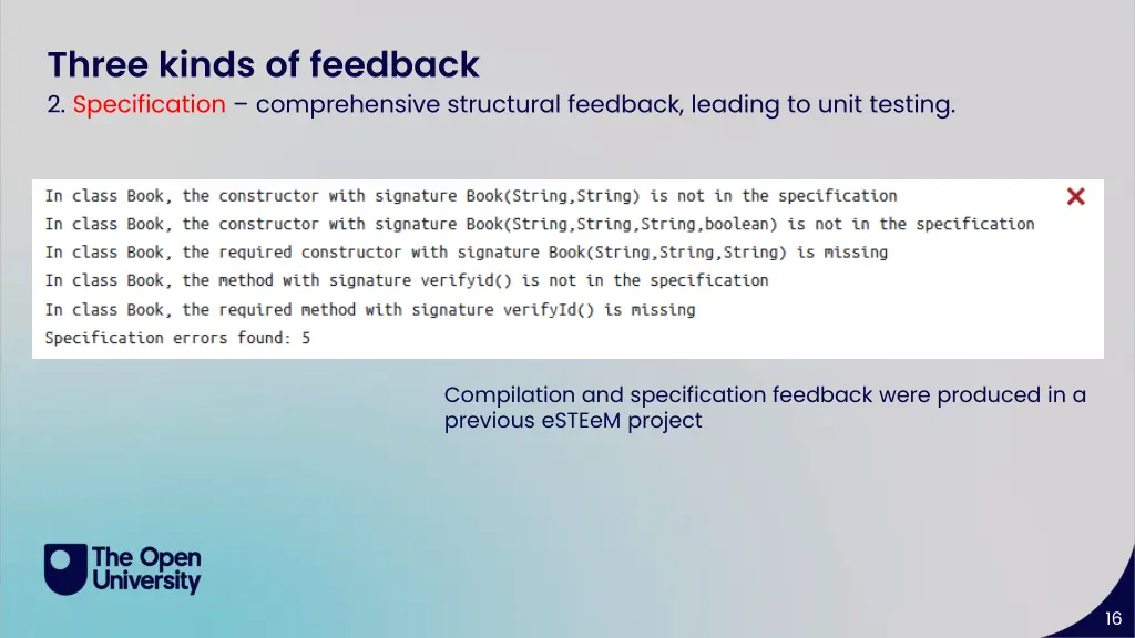 three kinds of feedback 2 specification