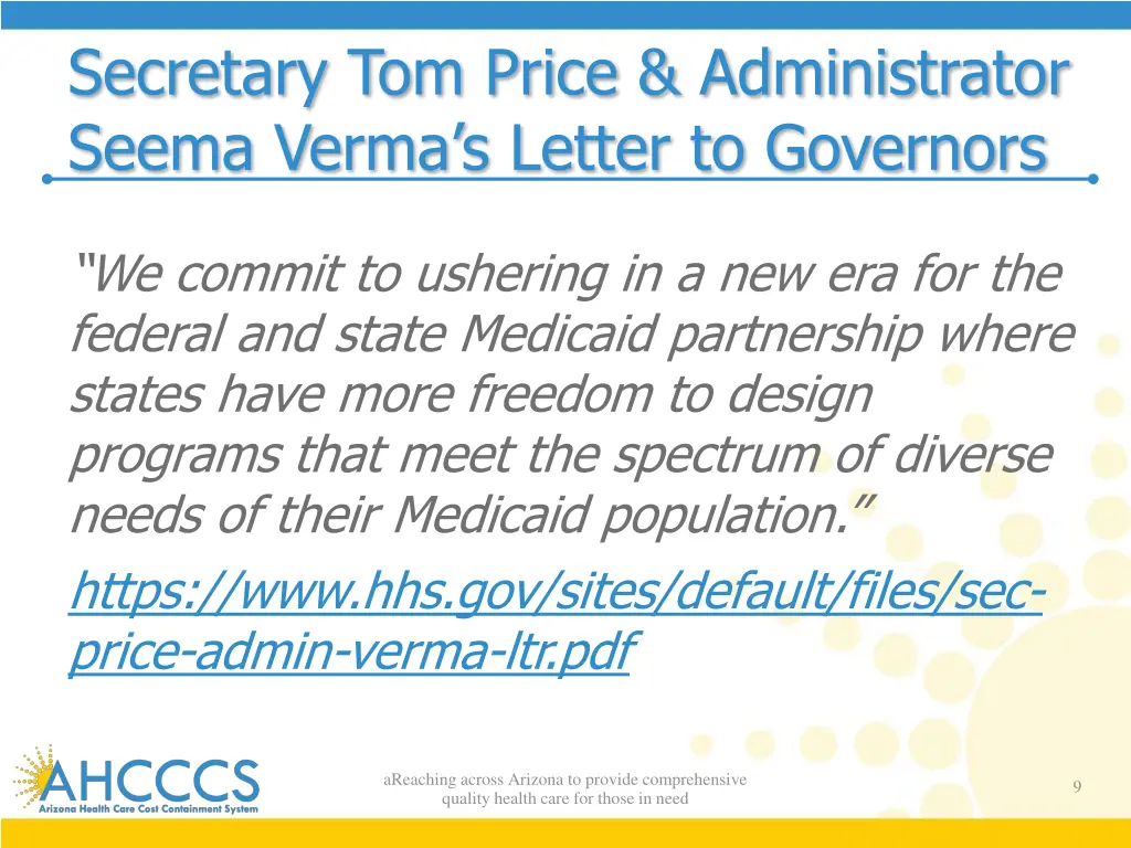 secretary tom price administrator seema verma