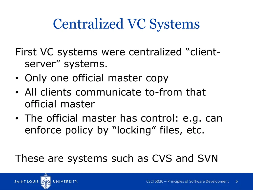 centralized vc systems