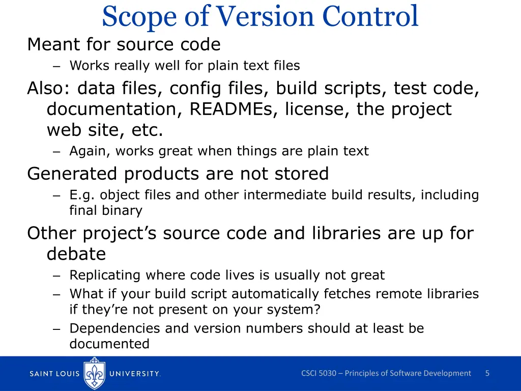 scope of version control meant for source code