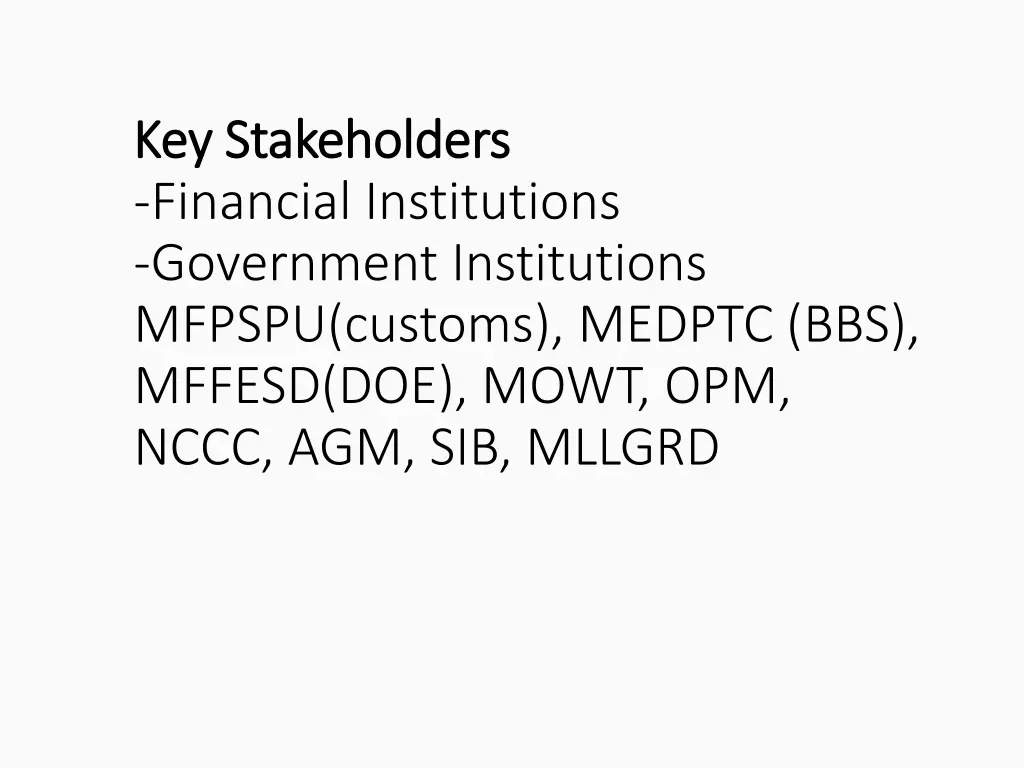 key stakeholders key stakeholders financial