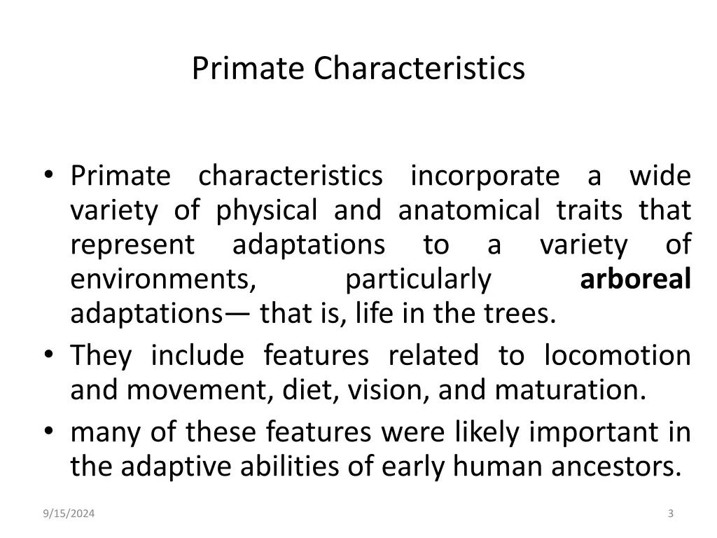 primate characteristics