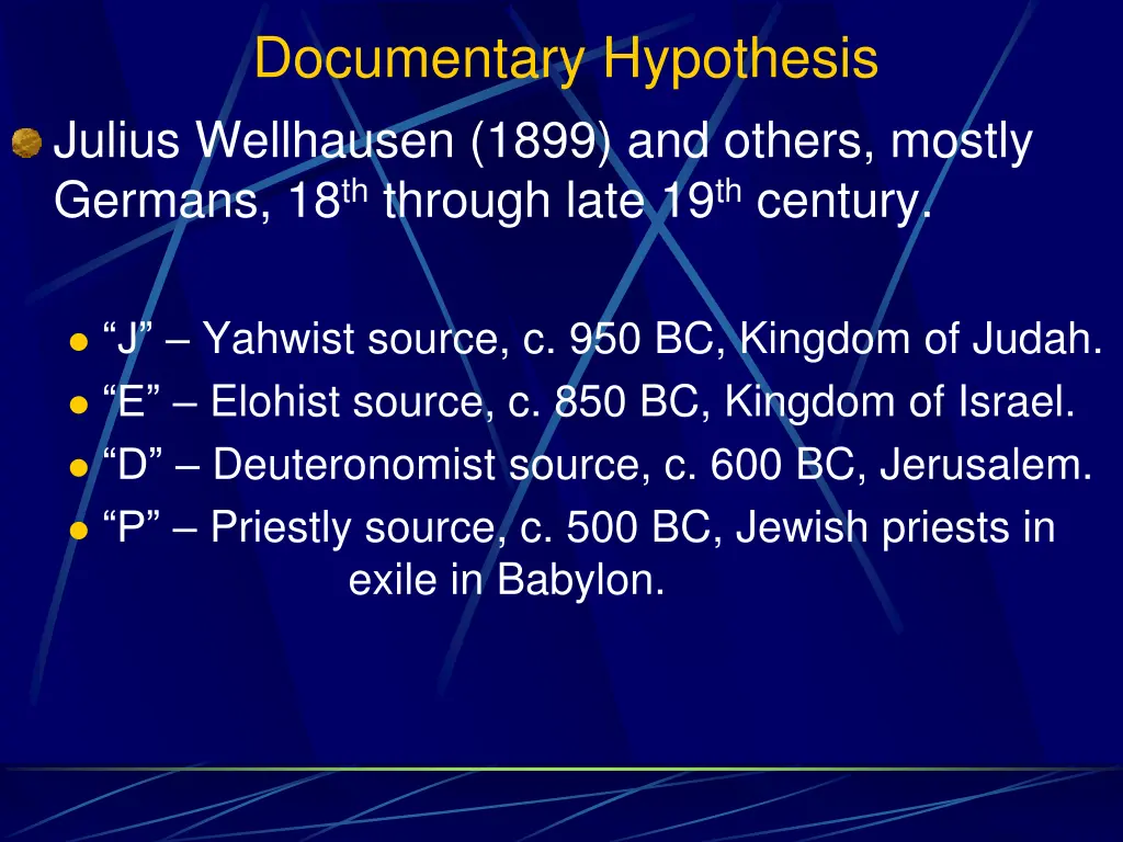 documentary hypothesis julius wellhausen 1899