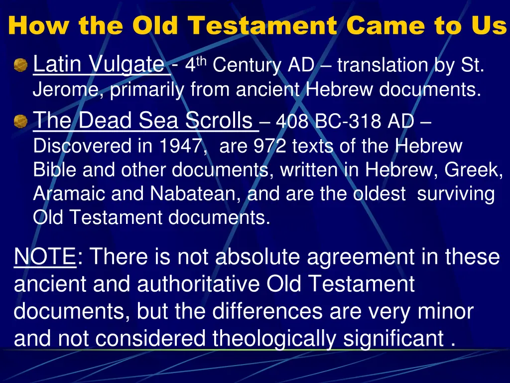 how the old testament came to us latin vulgate