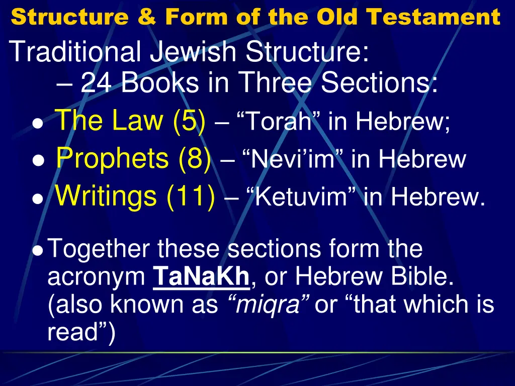 structure form of the old testament traditional 1