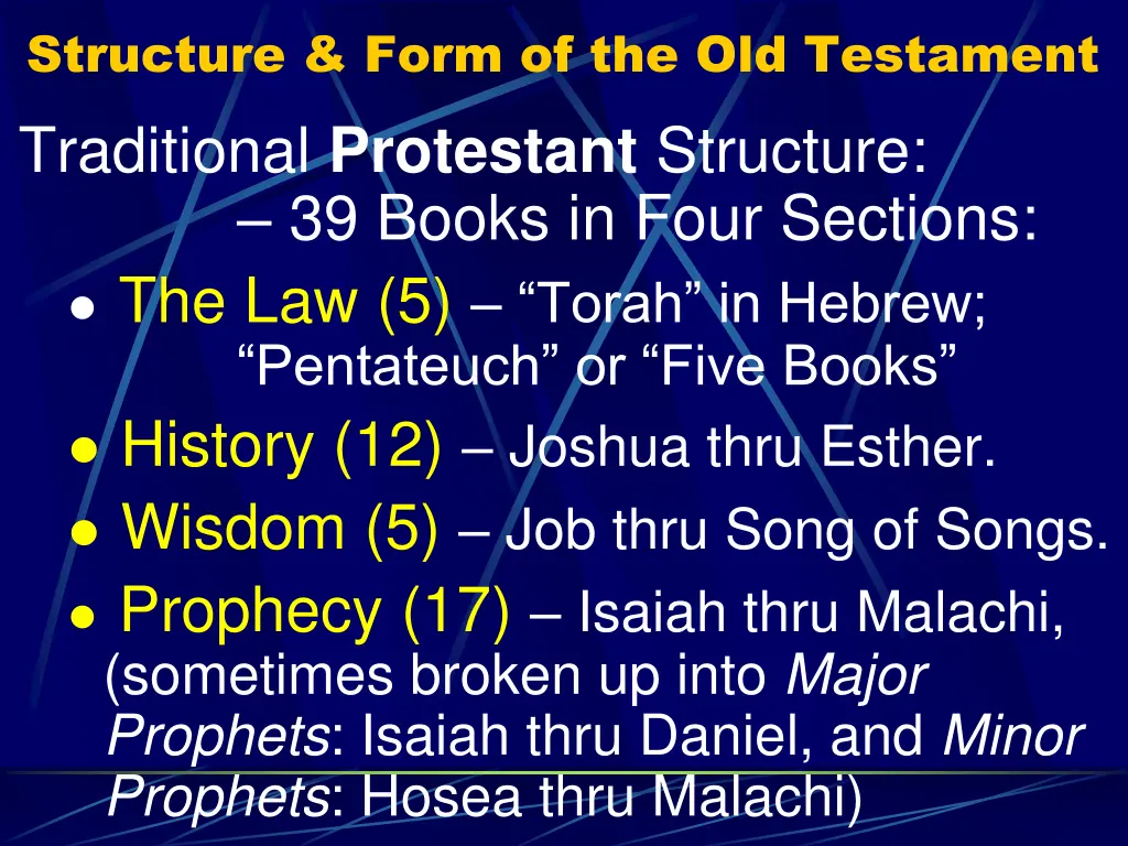 structure form of the old testament traditional