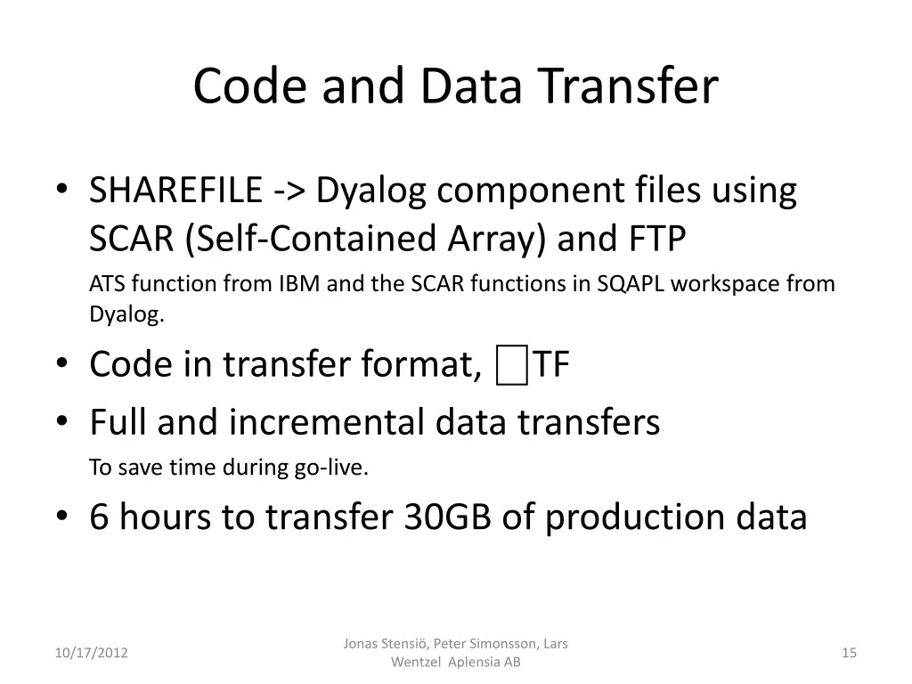 code and data transfer