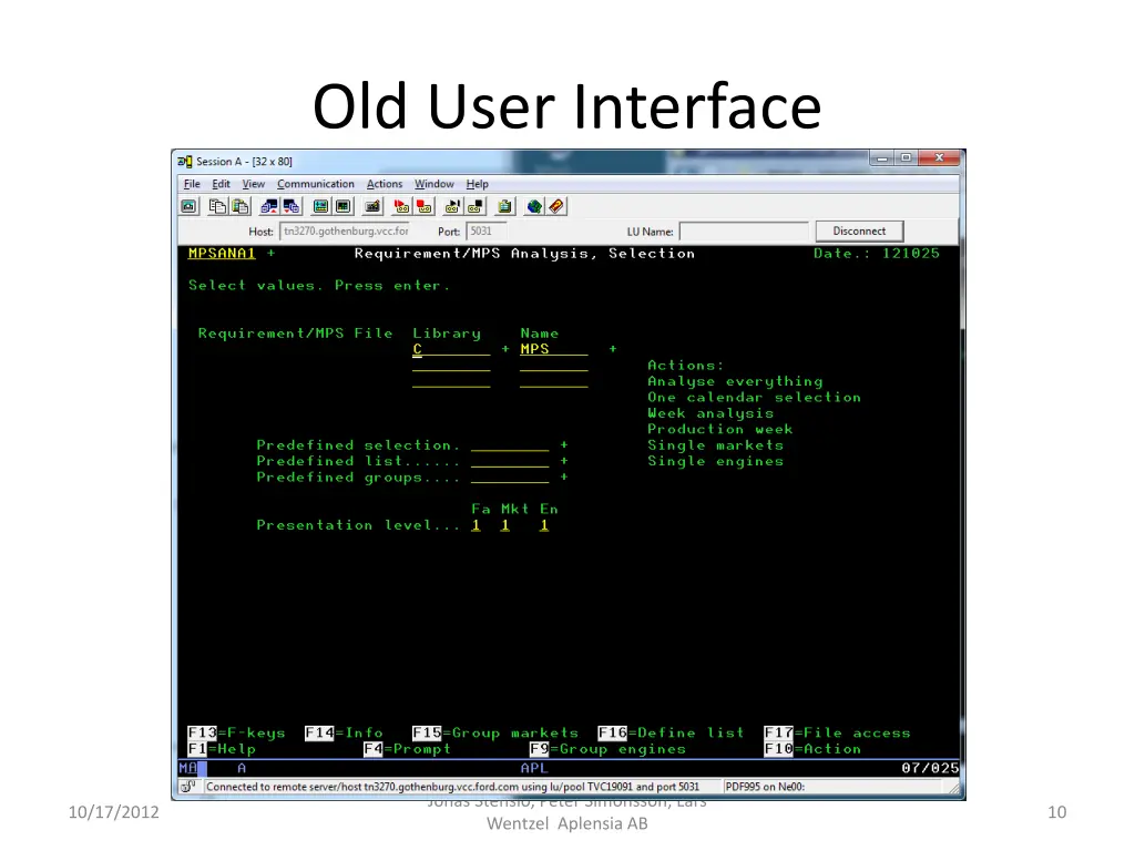 old user interface