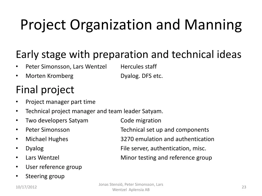 project organization and manning