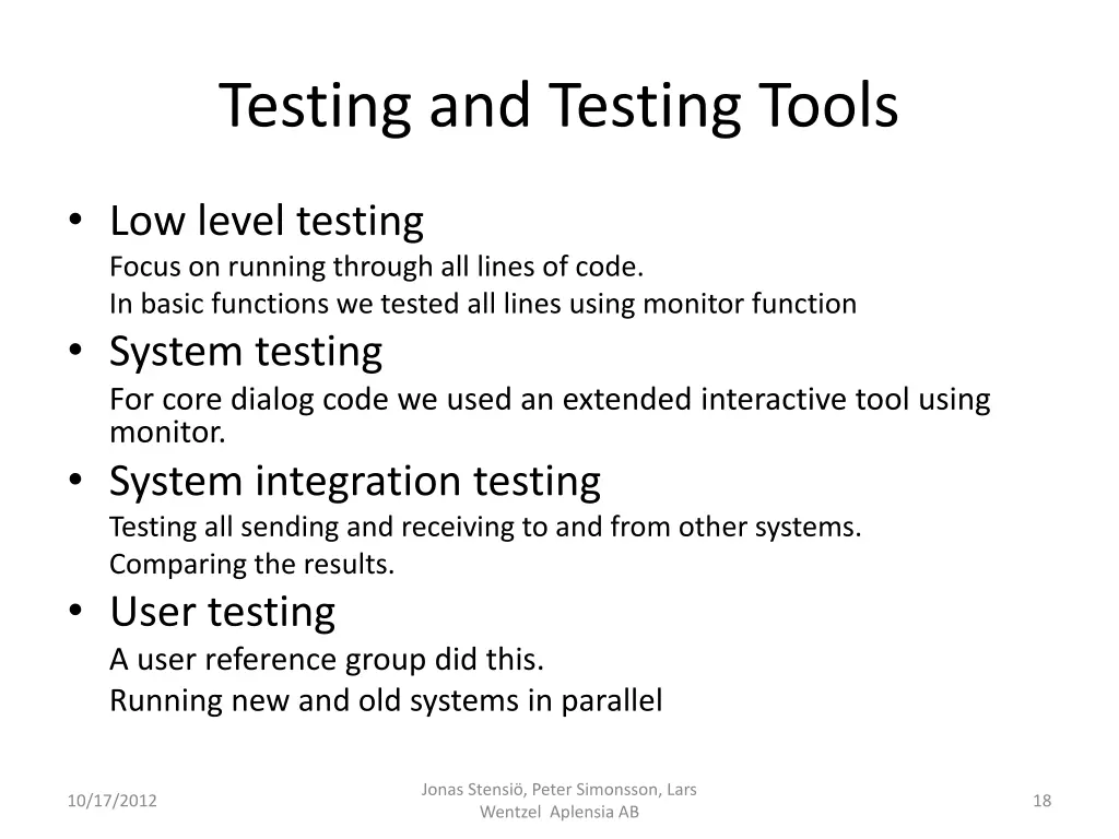 testing and testing tools