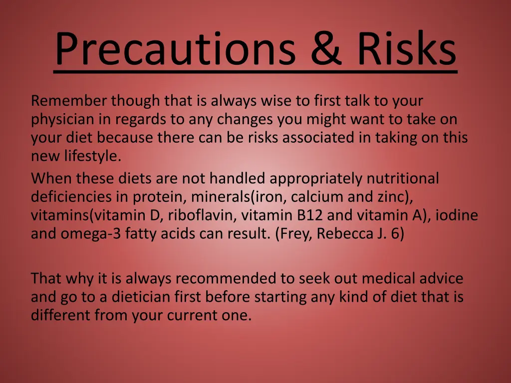 precautions risks