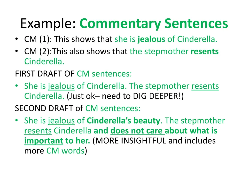 example commentary sentences cm 1 this shows that