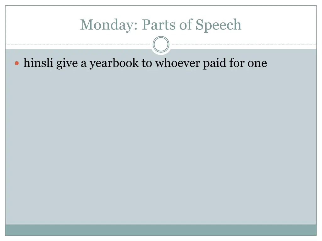 monday parts of speech