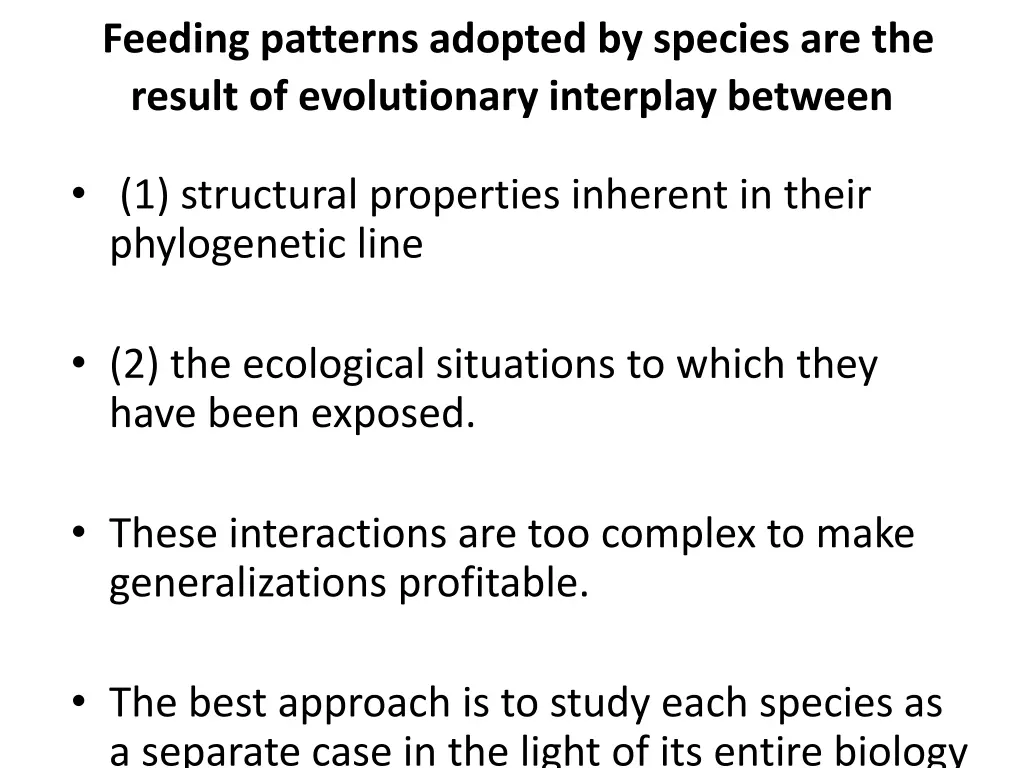 feeding patterns adopted by species