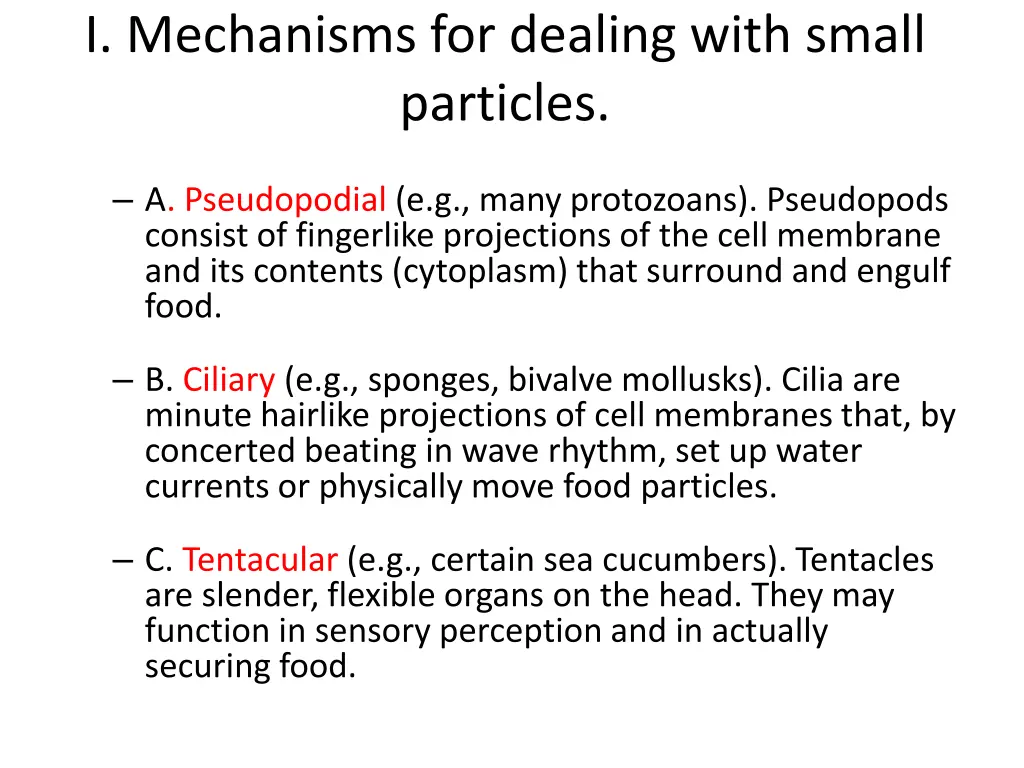 i mechanisms for dealing with small particles