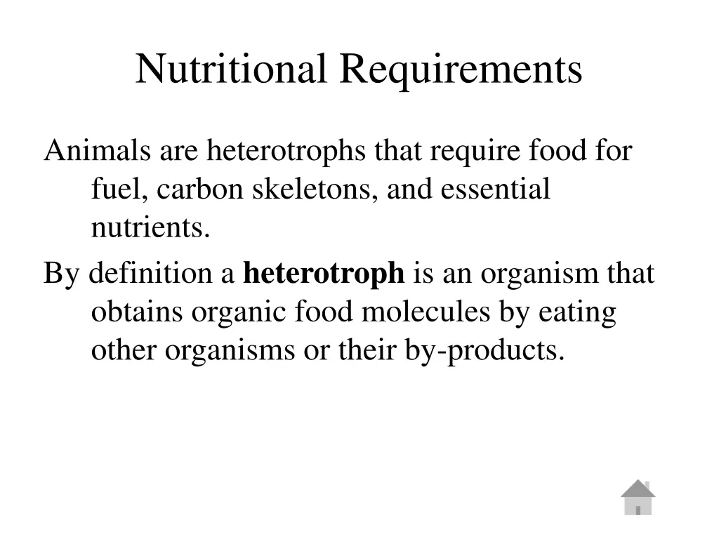 nutritional requirements