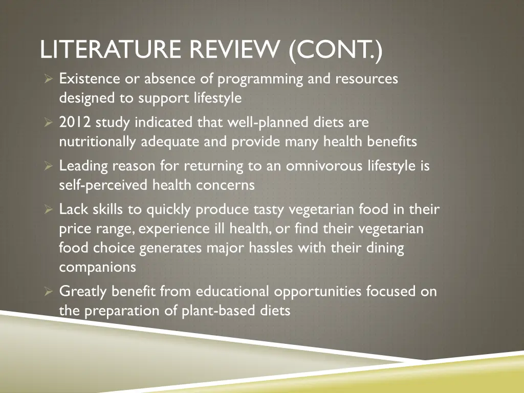 literature review cont existence or absence