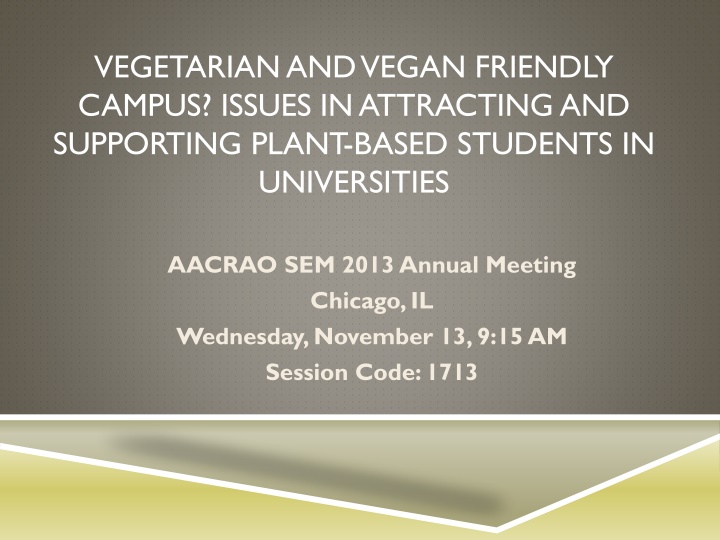 vegetarian and vegan friendly campus issues