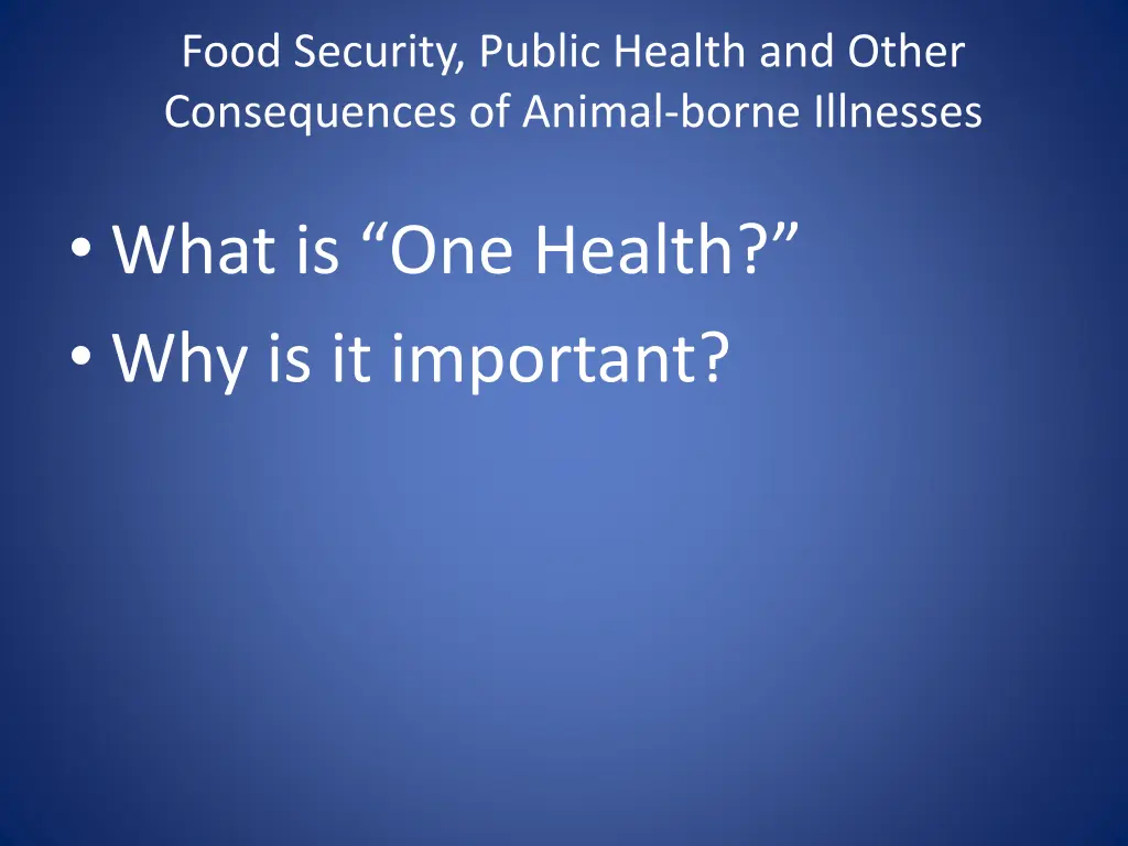 food security public health and other