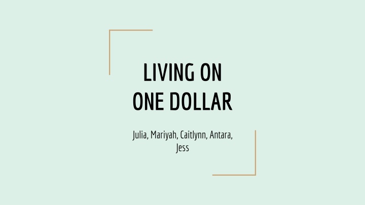 living on one dollar