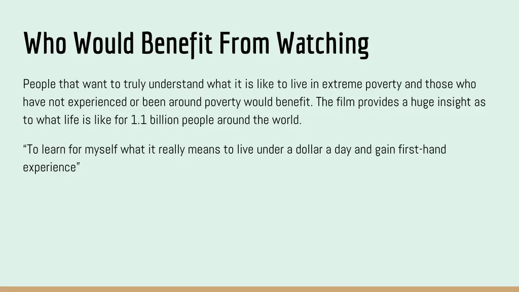 who would benefit from watching