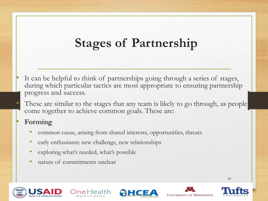 stages of partnership