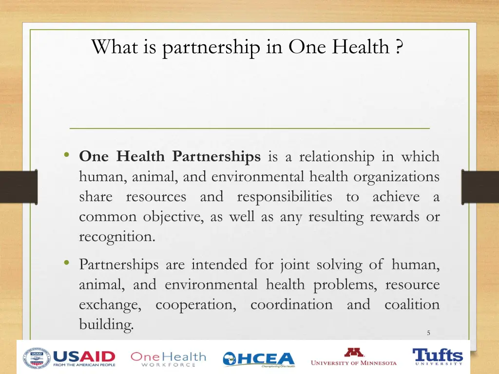 what is partnership in one health