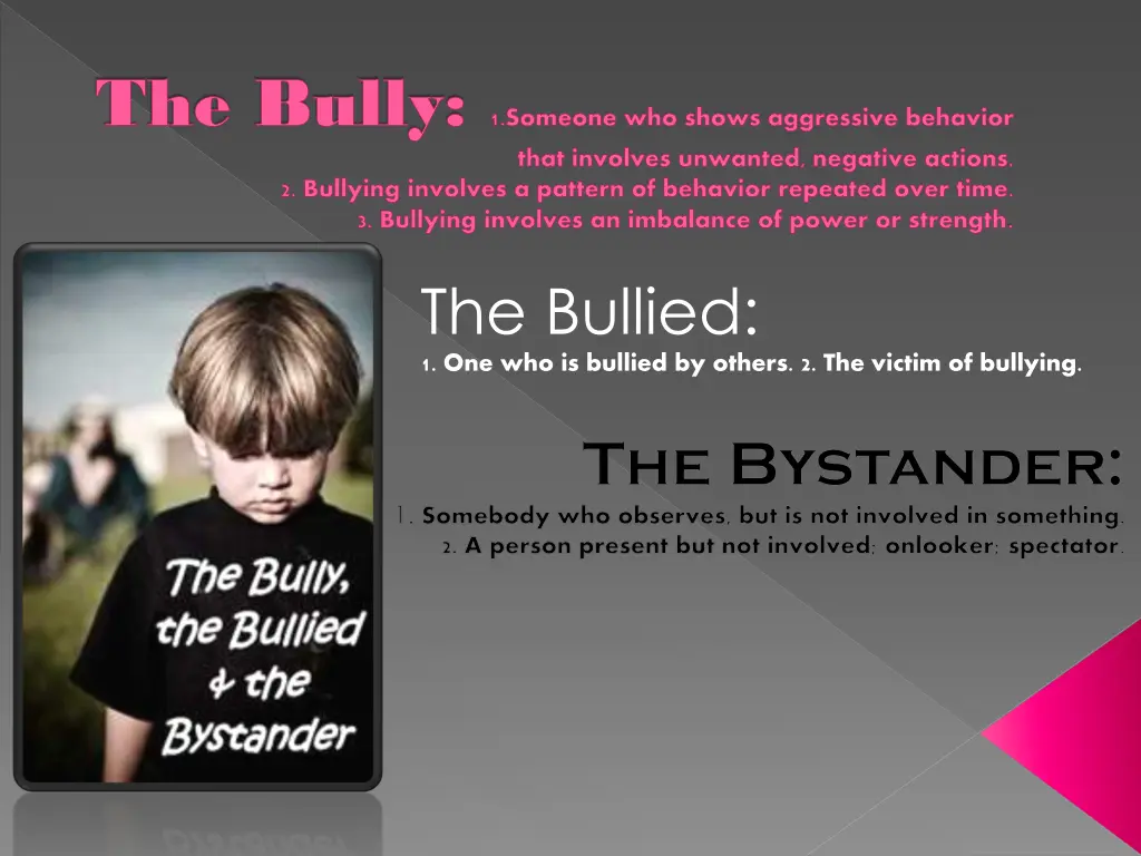 the bully 1 someone who shows aggressive behavior