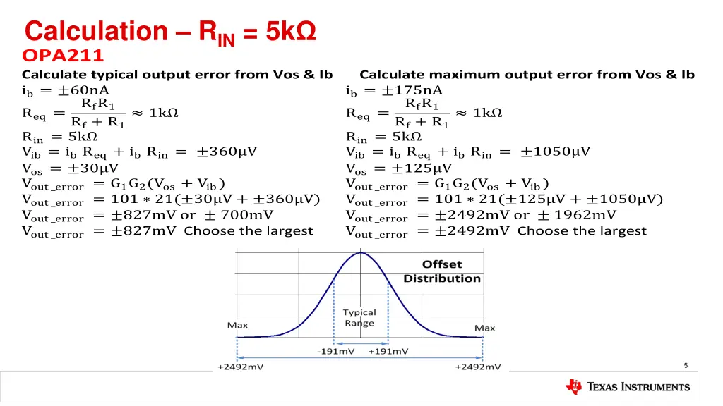 calculation r in 5k opa211 calculate typical