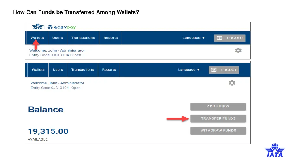 how can funds be transferred among wallets