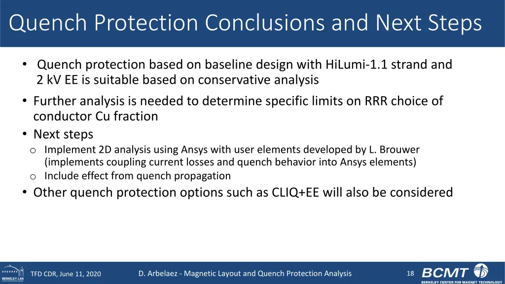 quench protection conclusions and next steps