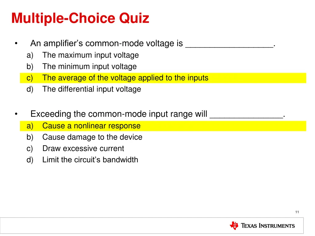 multiple choice quiz