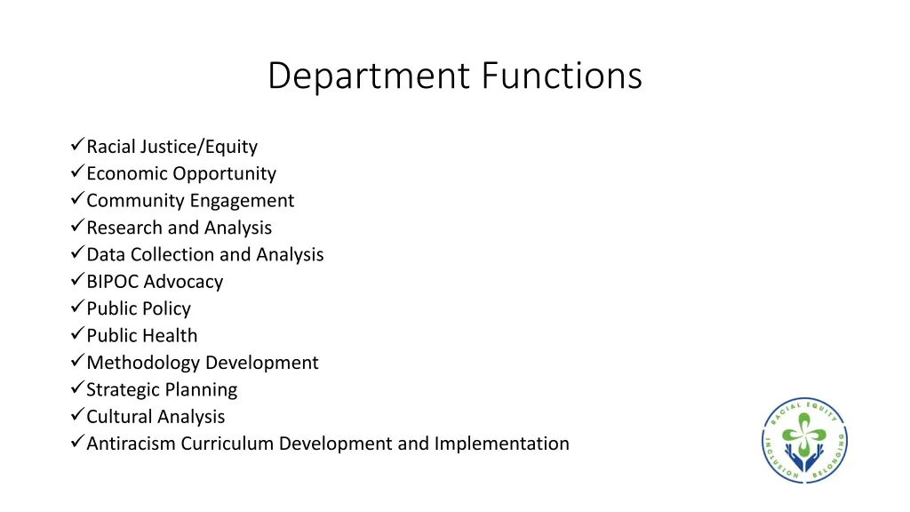 department functions