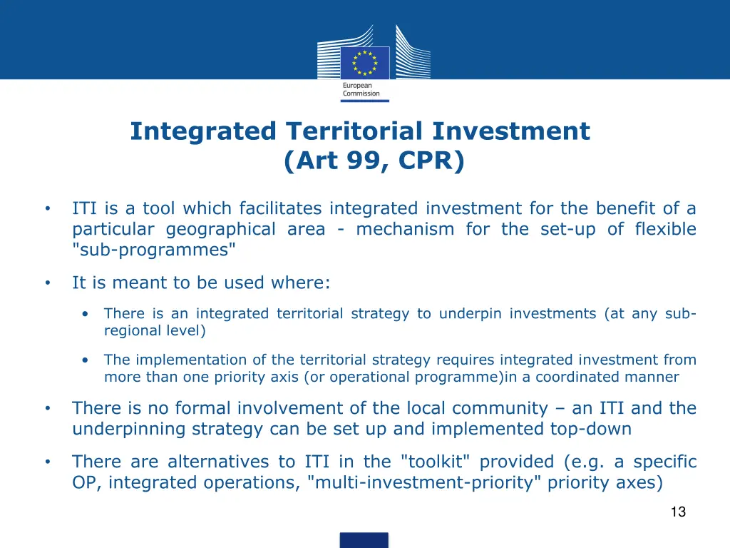 integrated territorial investment art 99 cpr