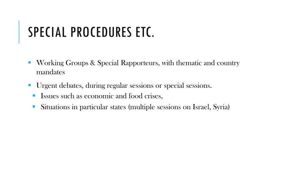 special procedures etc