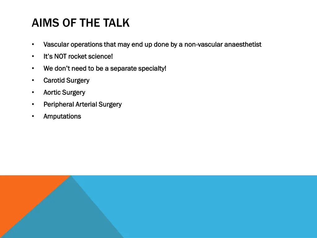 aims of the talk