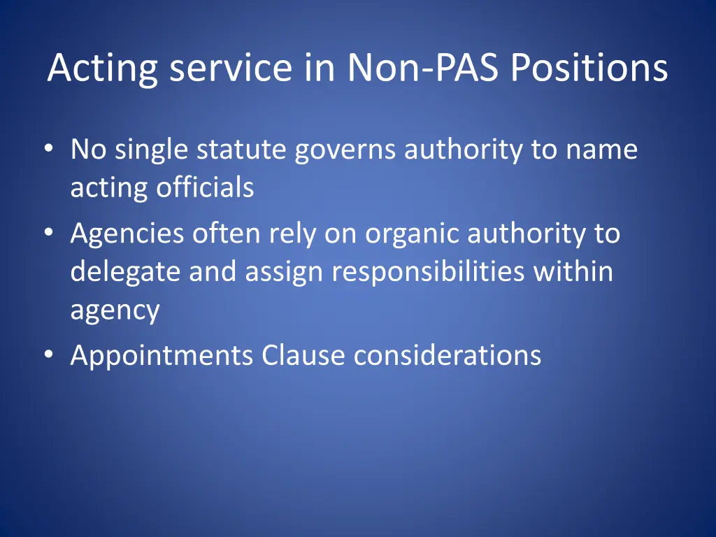 acting service in non pas positions